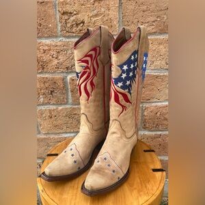 Circle G women’s eagle flag embroidery western boot-snip toe size 7.5